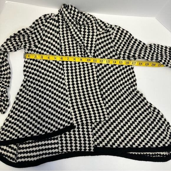 Mauve Black & White Open Front Cardigan Sweater - Size S - Picture 6 of 7